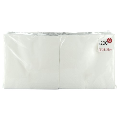ACTUEL Servilletas de papel desechables blancas 2 capas 33 x 33 cm ACTUEL 200 uds