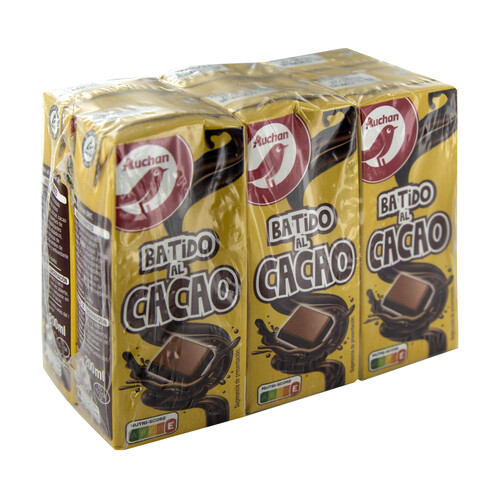 AUCHAN Batido con sabor chocolate 6 x 200 ml. Producto Alcampo
