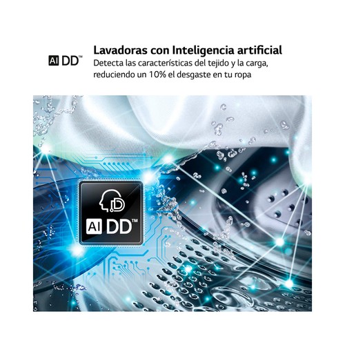 Lavadora LG F4WR6011A0W 11KG, clasificación energética: A, 1400RPM, H: 85cm, A: 60cm, F: 56,5cm.