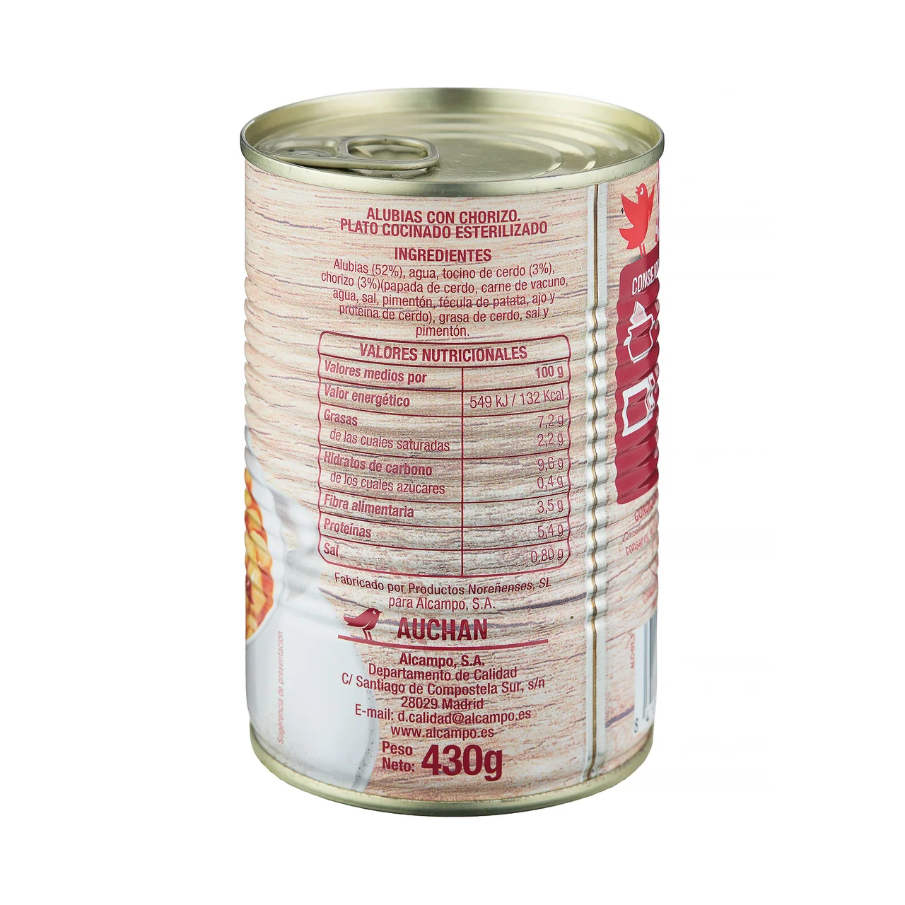 PRODUCTO ALCAMPO Alubias con chorizo 430 g
