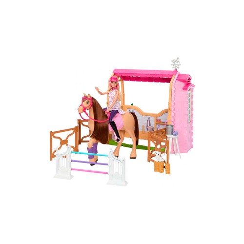 Set de muñeca BARBIE con caballo y establo, +3 años.