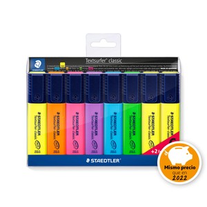Imagen de Caja con 8 marcadores fluorescescentes de diferentes colores STAEDTLER 1 unidad.