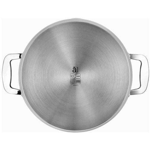 Cacerola para inducción 24cm fabricada en acero inoxidable profesional, incluye tapa de vidrio, ACTUEL.