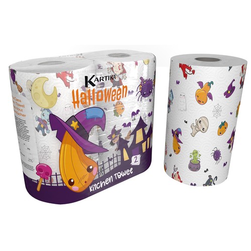 KARTIKA Rollo de papel de cocina halloween 2 rollos de 2 capas