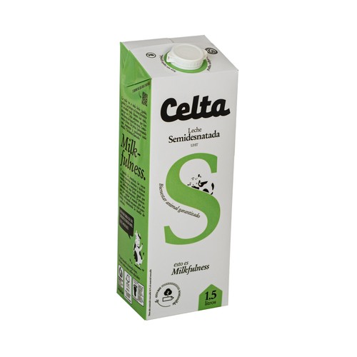 CELTA Leche semidesnatada de vaca con bienestar animal garantizado 4 x 1.5 l.