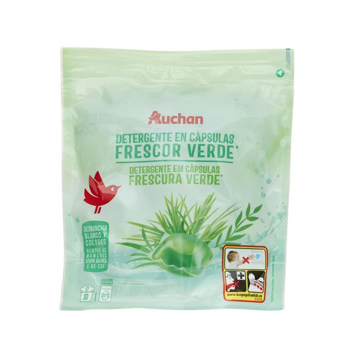 PRODUCTO ALCAMPO Detergente en cápsulas para máquina frescor verde 30 ds.