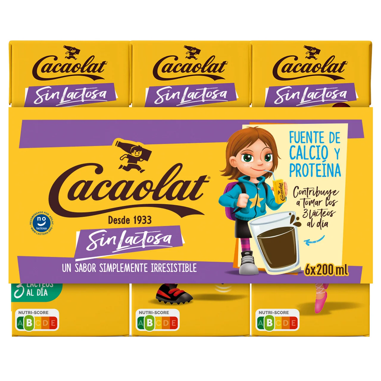 CACAOLAT Batido de cacao UHT, elaborado sin lactosa CACAOLAT 6 x 200 ml.