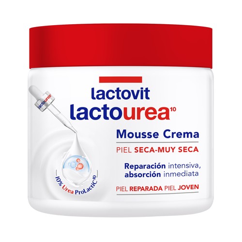 LACTOVIT Lactourea Crema textura mousse reparadora, para piel seca y muy seca 400 ml.
