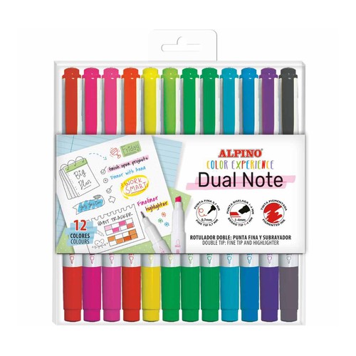 Estuche de 12 rotuladores dual note color experience ALPINO.