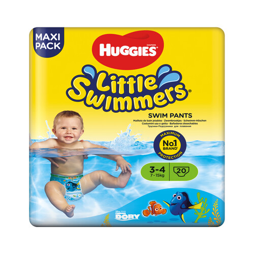 HUGGIES Pañales bañador unisex (bañador desechable) talla 3 - 4, para niños de 7 a 15 kilos HUGGIES Little swimmers 20 uds.