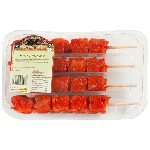 Bandeja con pinchos de jamón de cerdo con adobo rojo CAYSAN 300 g.