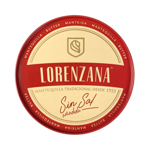 LORENZANA Lata de mantequilla tradicional sin sal añadida LORENZANA 500 g.