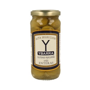 Imagen de YBARRA Aceitunas verdes manzanilla enteras con hueso YBARRA frasco de 120 g.