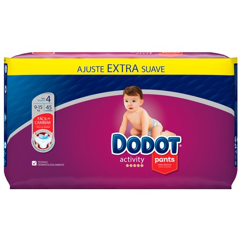 DODOT Pants (braguitas) de aprendizaje talla 4 para bebés de 9 a 15 kilogramos DODOT Activity pants 45 uds.