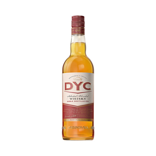 Whisky blended de 5 años con doble destilación DYC botella de 1 l.