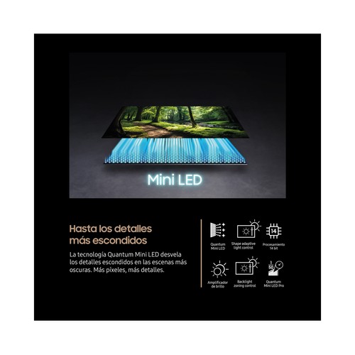 Televisión 165,1cm (65"") QD MINILED SAMSUNG TQ65QNE1F, 4K, Tizen, Dolby audio,  2 x USB, 4HDMI, color negro, 144Hz.