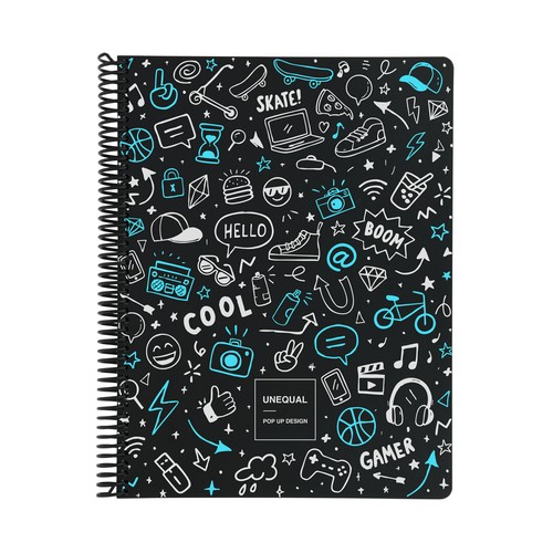 Cuaderno A4 120 hojas 90 gr 5x5 5 bandas Unequal Pop surtido. GRAFOPLÁS