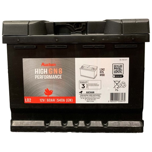 Batería de coche 60Ah, arranque 540A, 12V, ALCAMPO.