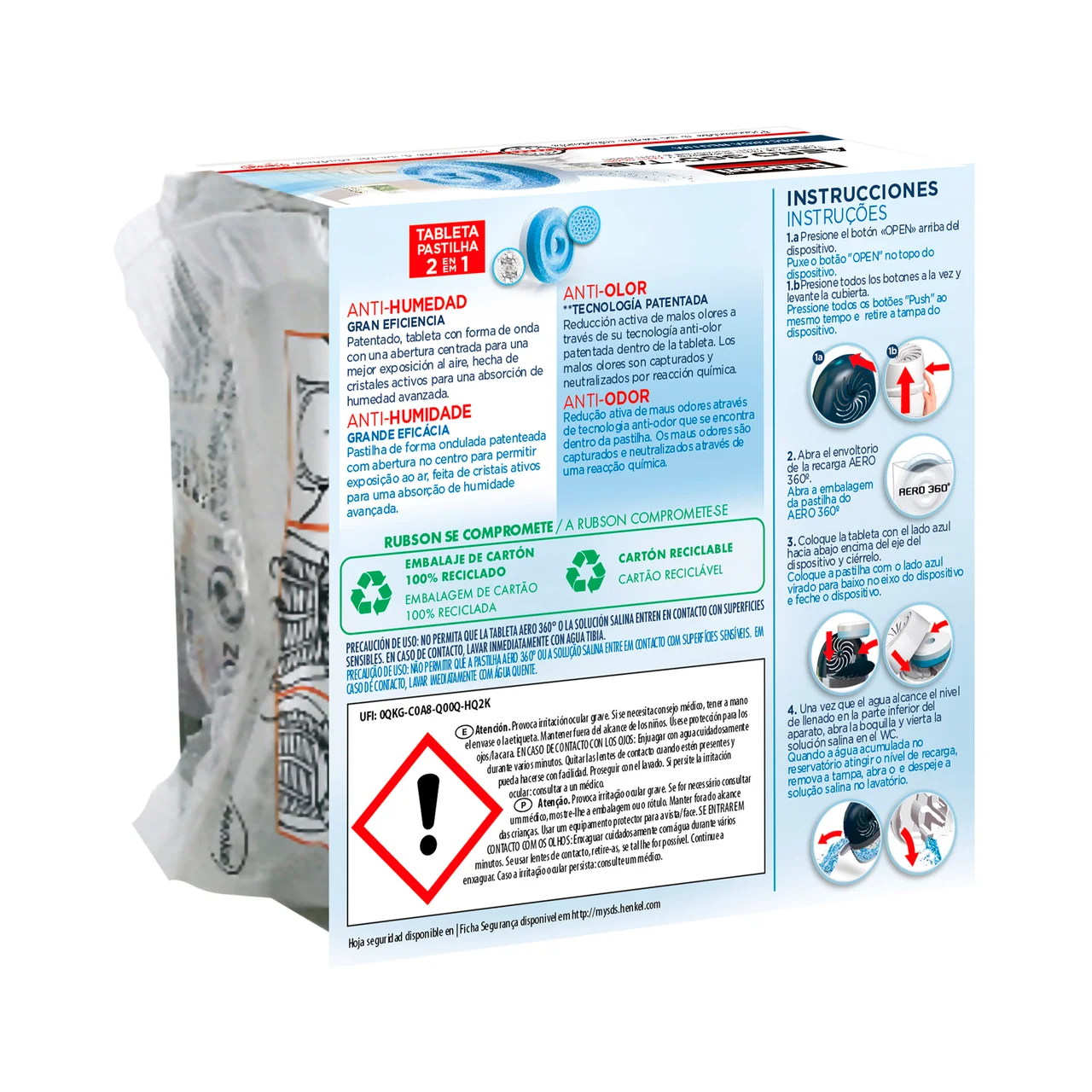 Recambio universal en tableta para deshumidificador, Aero 360°, 450grs.
