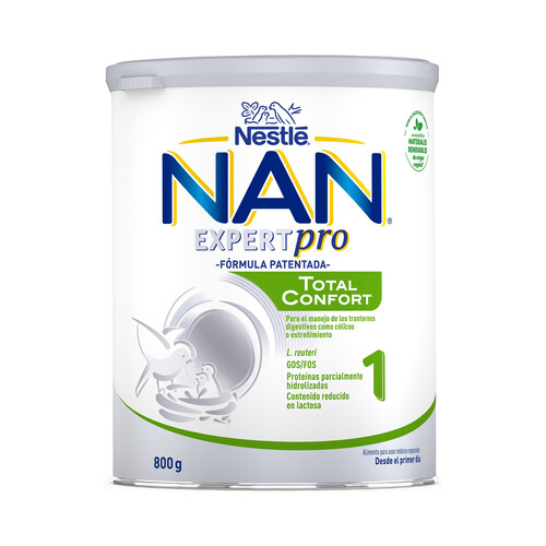 NAN Expert pro total confort Leche (1) para recién nacido con cólicos o estreñimiento, a partir del primer día 800 g.