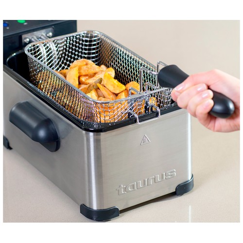 Freidora TAURUS DF2030 Inox, 2000W, capacidad 3L, termostato regulable hasta 190ºC