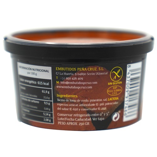 PEÑA CRUZ Tarrina de sobrasada elaborada de forma tradicional 200 g.
