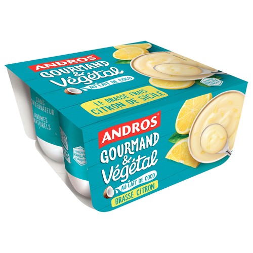 ANDROS Gourmand & vegetal Producto vegetal a base de coco con limón 4 x 100 g.