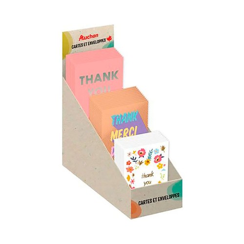 Tarjeta de felicitación y sobre 11.5x17cm-diseño thank you. AUCHAN