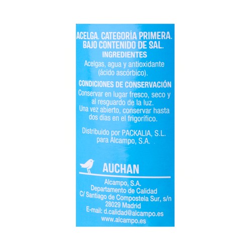 PRODUCTO ALCAMPO Acelgas contenido reducido en sal bote 425 g.
