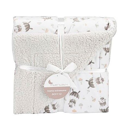 Manta estampada  sherpa paracaidista, color gris, INTERBABY.