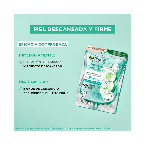 GARNIER Skin active Mascarilla facial efecto hielo y acción anti-fatiga, para pieles cansadas.
