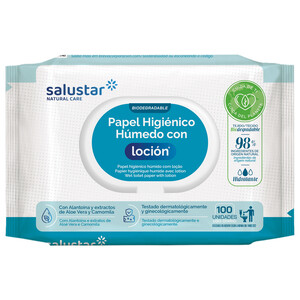 SALUSTAR Toallitas para WC (papel higiénico húmedo) fabricadas con tejido biodegradable 100 uds.