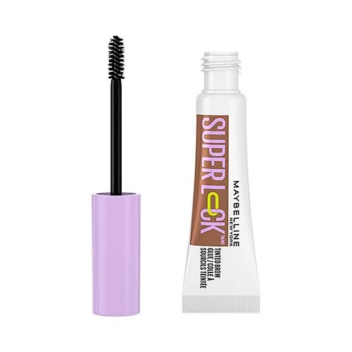 MAYBELLINE Superlock tono Med brown Gel fijador de cejas, con acabado transparente y no pegajoso.