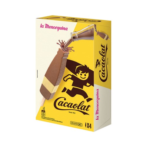 LA MENORQUINA Polo de helado de chocolate y vainilla 4 x 85 ml.