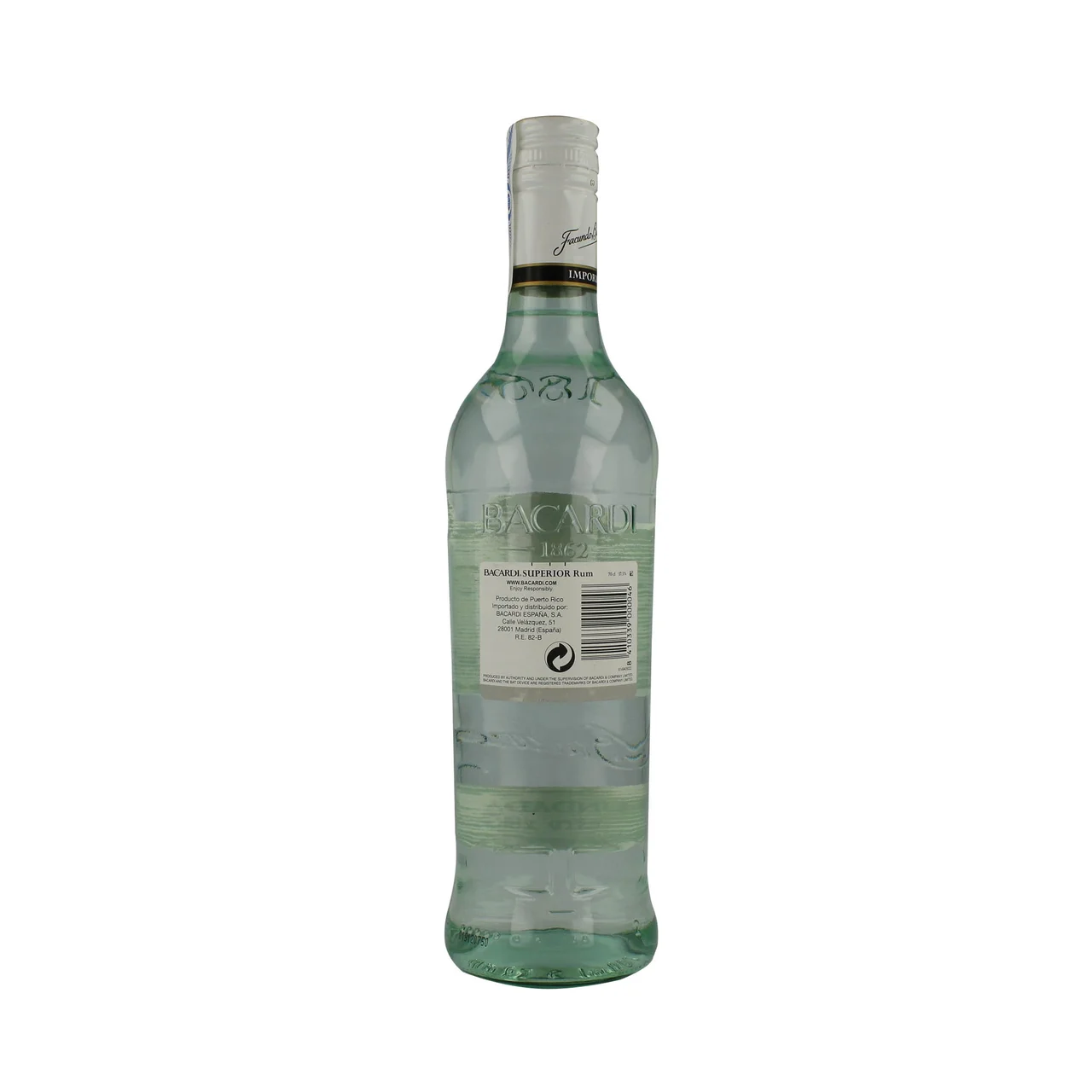 Carta blanca Ron blanco de calidad superior botella 70 cl.