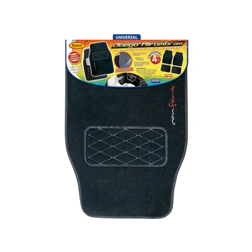 Juego de 4 alfombrillas universales de moqueta de alta calidad de color negro ROLMOVIL Confort.