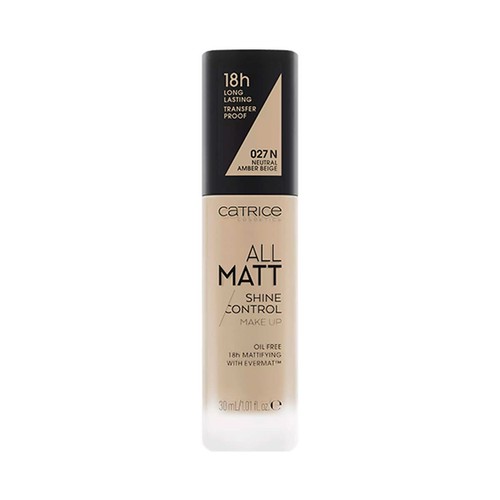 CATRICE All matt shine control tono 027 N Neutral amber beige Base de maquillaje matificante 30 ml.