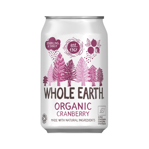 WHOLE EARTH Refresco ecológico con sabor a arándanos lata 330 ml.