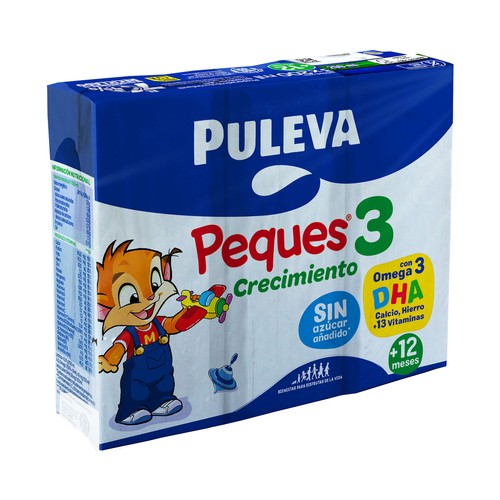 PULEVA Peques 3 Leche (3) de crecimiento de 12 a 36 meses 3 x 200 ml.