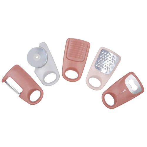 Set de 5 utensilios de corte de plástico y acero inoxidable, 12.5x7 cm, Creta QUID