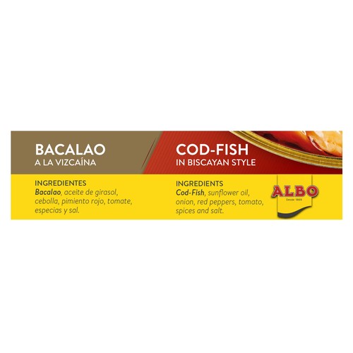 ALBO Bacalao a la vizcaína lata de 70 g.