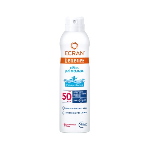 DENENES Bruma protectora en spray, especial niños piel mojada con FPS 50 (alta) 250 ml.