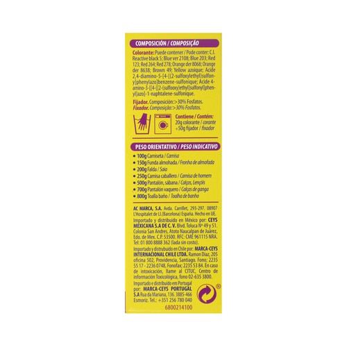 IBERIA Tinte para ropa de color gris (permite teñir a baja temperatura 40ª) IBERIA 1 ud.