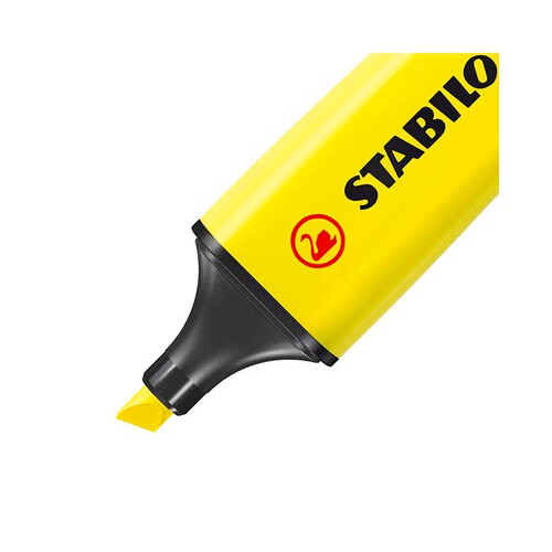 Marcador fluorescente punta biselada, grosor de 2 a 5mm y tinta antisecado amarillo STABILO.