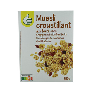 PRODUCTO ECONÓMICO ALCAMPO Cereales muesli con frutas secas PRODUCTO ECONÓMICO ALCAMPO 750 gr,