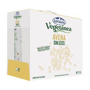 CENTRAL LECHERA ASTURIANA Bebida de avena sin azúcares añadidos CENTRAL LECHERA ASTURIANA Vegetánea 6 x 1 l.