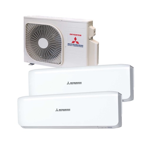 Aire acondicionado (split 2x1) con bomba de calor MITSUBISHI 440ZS07-WF, WiFi, Inverter, 3.010/1.720 frig/h. 3.440/2.322 cal/h. A++/A+++, gas R32. (Hasta 17m² y 30m² aprox.)