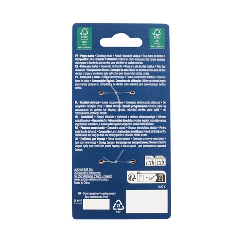 COSMIA Peine de madera desenredante para todo tipo de barbas.