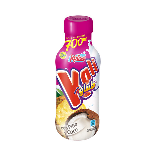 KALISE Yogur líquido para beber, con piña y coco, sin gluten y bajo en grasa  Kaliglub 700 ml.
