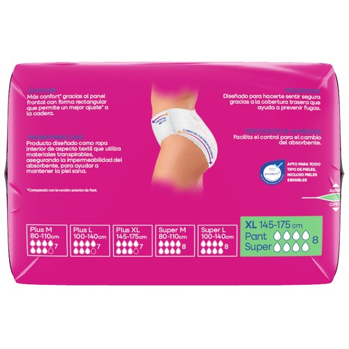INDASEC Discreet Pants de incontinencia super, talla XL (145-175 cm), para perdidas de orina severas 10 uds
